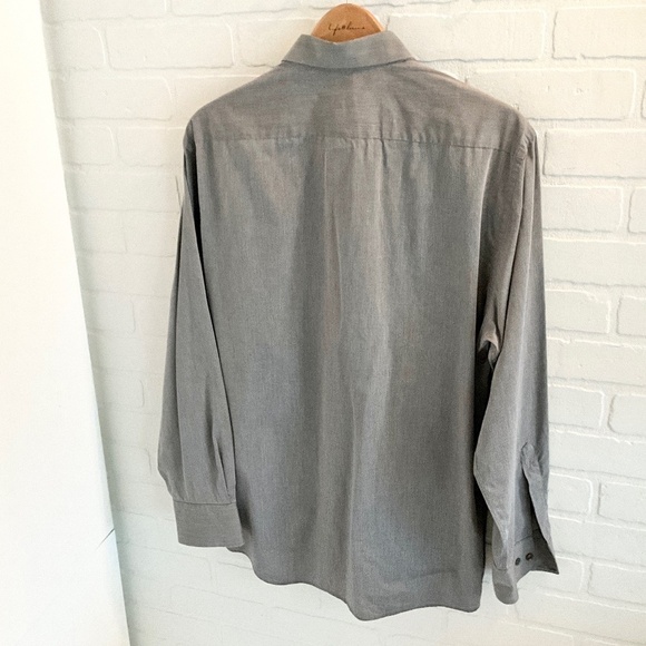 Hugo Boss Men Button down Shirt Designer Luxury Gray Pinstripes L 15.5 - Picture 5 of 13